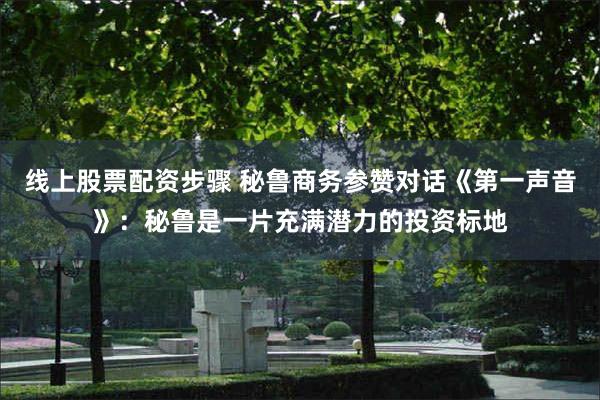 线上股票配资步骤 秘鲁商务参赞对话《第一声音》：秘鲁是一片充满潜力的投资标地